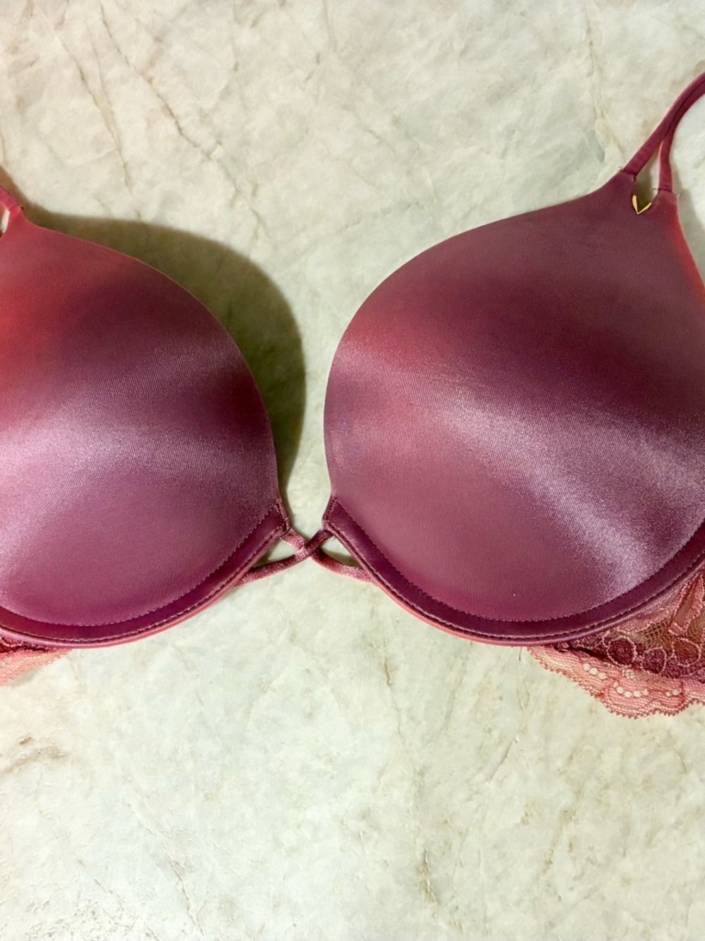 Victoria's Secret Satin Bombshell Push-Up Bra in Dusty Rose